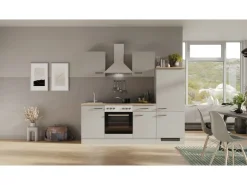 Best Flex-Well Exclusiv Küchenzeile 1706-002 Lund 220 cm Lichtgrau glänzend-Rauchgrau