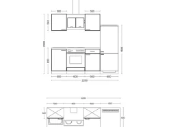 Best Flex-Well Exclusiv Küchenzeile 1706-002 Lund 220 cm Lichtgrau glänzend-Rauchgrau