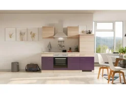 Sale Flex-Well Exclusiv Küchenzeile Focus 220 cm Akazie - Aubergine