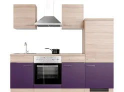 Sale Flex-Well Exclusiv Küchenzeile Focus 220 cm Akazie - Aubergine