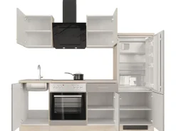 Clearance Flex-Well Exclusiv Küchenzeile Arizona 220 cm Quarz Cubanit - San Remo Eiche