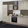 Discount Küchenzeile Orlando 270 cm Kaschmir Glanz-Sonoma Eiche Gefrierschränke|Kühlschränke