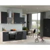 Clearance Küchenzeile Lara 360 cm Anthrazit - San Remo Eiche Gefrierschränke|Kochfelder