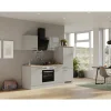 Outlet Küchenzeile 1706-005 Lund 220 cm Lichtgrau glänzend-Rauchgrau Herde|Kühlschränke