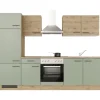 Best Flex-Well Exclusiv Küchenzeile Cara 270 cm Schilfgrün matt - Artisan Eiche