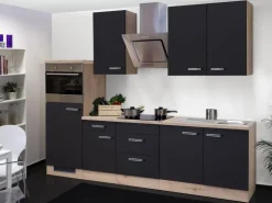 Online Flex-Well Exclusiv Küchenzeile Lara 270 cm Anthrazit-San Remo Eiche NB