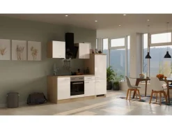 Best Flex-Well Exclusiv Küchenzeile Orlando 220 cm Kaschmir Glanz - Sonoma Eiche