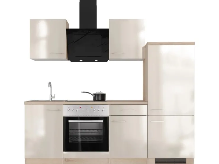 Best Flex-Well Exclusiv Küchenzeile Orlando 220 cm Kaschmir Glanz - Sonoma Eiche