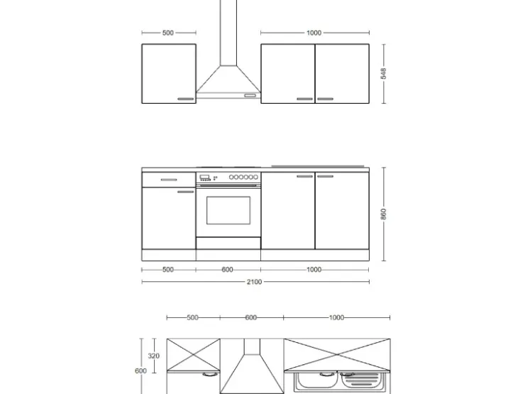Flex-Well Exclusiv Pantryküchen|Herde<Küchenzeile Lara 210 cm Anthrazit - San Remo Eiche