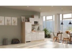 Sale Küchenzeile Orlando 210 cm Kaschmir Glanz - Sonoma Eiche Single-Küchen|Kühlschränke