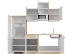 Sale Küchenzeile Orlando 210 cm Kaschmir Glanz - Sonoma Eiche Single-Küchen|Kühlschränke