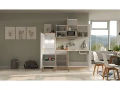 Sale Küchenzeile Orlando 210 cm Kaschmir Glanz - Sonoma Eiche Single-Küchen|Kühlschränke