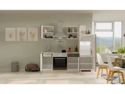 Online Küchenzeile Morena 220 cm Basaltgrau matt - San Remo Eiche Einbauküchen|Kühlschränke
