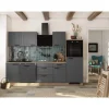 Discount Küche 2320-016 Romeo 280 cm Anthrazit matt-Cosmopolitan Eiche Landhausküchen|Kühlschränke
