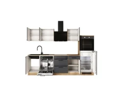 New Flex-Well Exclusiv Küche Romeo 280 cm ohne E-Geräte Anthrazit matt-Cosmopolitan