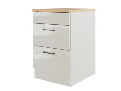 Online Flex-Well Exclusiv Kochstellenunterschrank Lund 60cm Lichtgrau glanz-Rauchgrau
