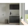 Online Miniküche Capri 100 cm Schwarz Matt-Endgrain Oak Pantryküchen|Miniküchen