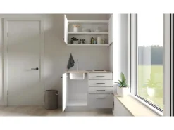 Clearance Miniküche Lund 100 cm Lichtgrau glänzend-Rauchgrau Single-Küchen|Miniküchen