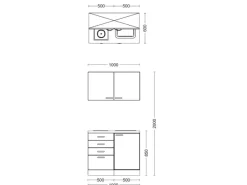 Clearance Miniküche Lund 100 cm Lichtgrau glänzend-Rauchgrau Single-Küchen|Miniküchen