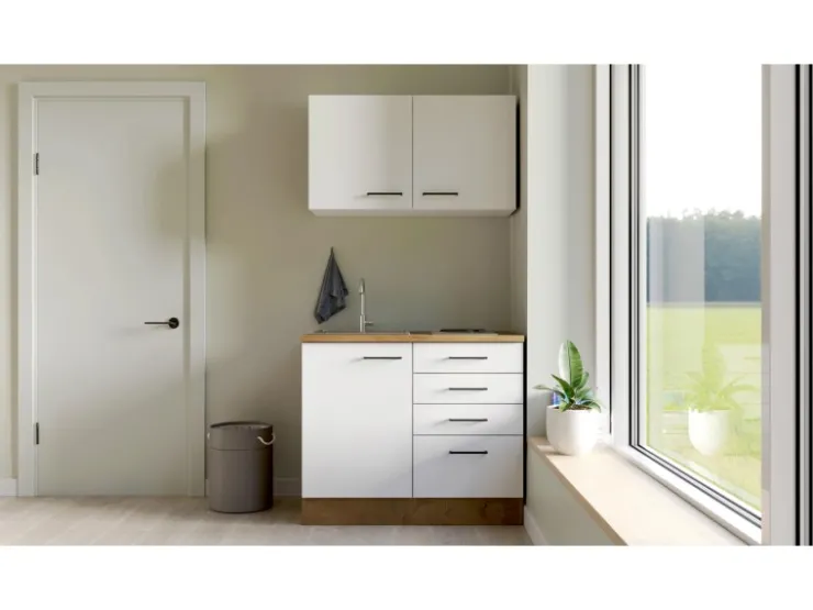 Best Flex-Well Exclusiv Miniküche Vintea 100 cm Magnolia matt - Lancelot Oak