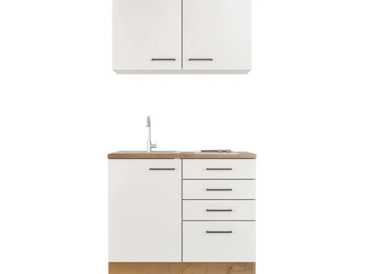 Best Flex-Well Exclusiv Miniküche Vintea 100 cm Magnolia matt - Lancelot Oak