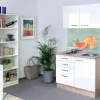 Hot Miniküche Valero 100 cm Hochglanz Weiß-Sonoma Eiche Miniküchen|Pantryküchen