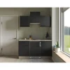 Outlet Singleküche Capri 150 cm Schwarz Matt-Endgrain Oak Single-Küchen|Pantryküchen