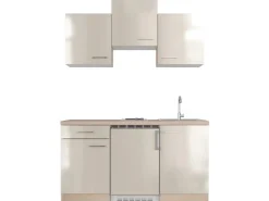 Best Flex-Well Exclusiv Singleküche Orlando 150 cm Kaschmir Glanz - Sonoma Eiche