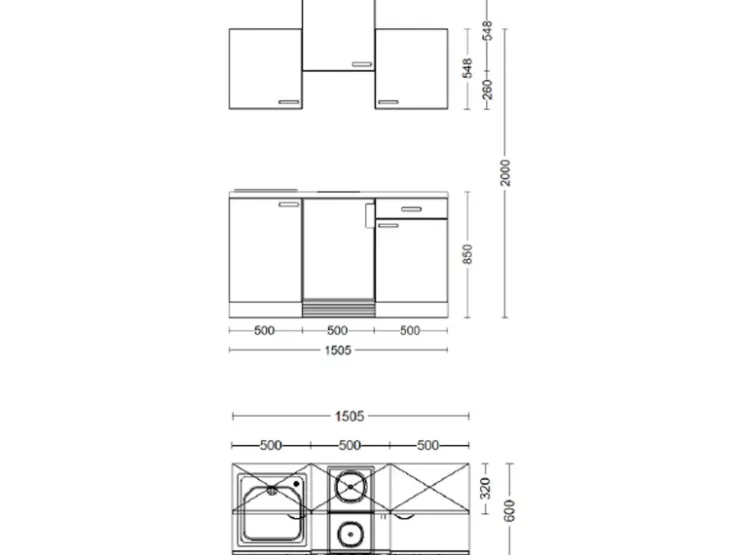 Flex-Well Exclusiv Single-Küchen|Pantryküchen<Singleküche Cara 150 cm Schilfgrün matt - Artisan Eiche
