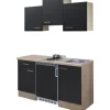 Best Flex-Well Exclusiv Singleküche Lara 150 cm Anthrazit - San Remo Eiche