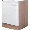 Best Flex-Well Exclusiv Spülenunterschrank Valero 50cm Hochglanz Weiß-Sonoma Eiche