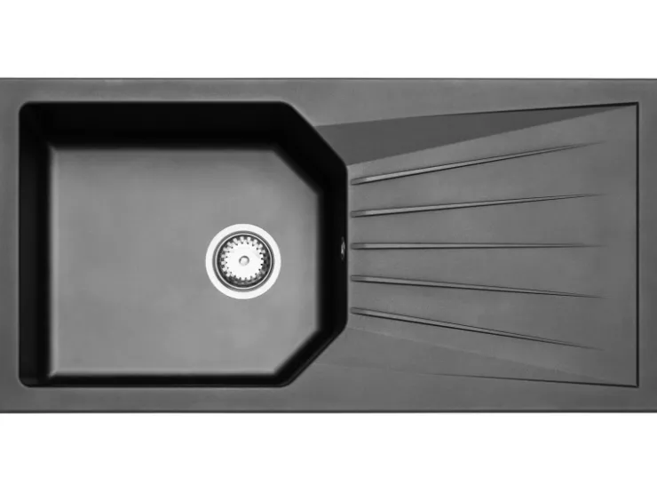Flex-Well Exclusiv Winkelküchen<Winkelküche Lund 280 x 170 cm Lichtgrau glänzend-Rauchgrau