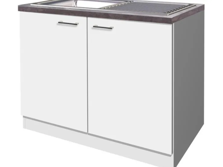 Clearance Flex-Well Classic Flex-Well Küchen-Spülenunterschrank inkl. Einbauspüle und Arbeitsplatte Lucca