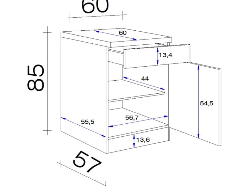 Discount Flex-Well Küchen-Unterschrank mit Arbeitsplatte Lucca 60 cm Küchenschränke