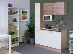 Outlet Flex-Well Classic Flex-Well Singleküche 130 cm Florida Weiß-Sonoma Eiche