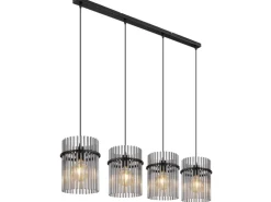 Clearance Globo Hängeleuchte Gorley Metall Schwarz/Rauchfarben 4-flammig