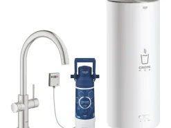 Clearance Grohe C-Auslauf Armatur und Boiler Red Duo L-Size Supersteel