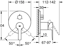 Grohe Einhebelmischer<Einhandbatterie mit 3-Wege-Umstellung Lineare Chrom