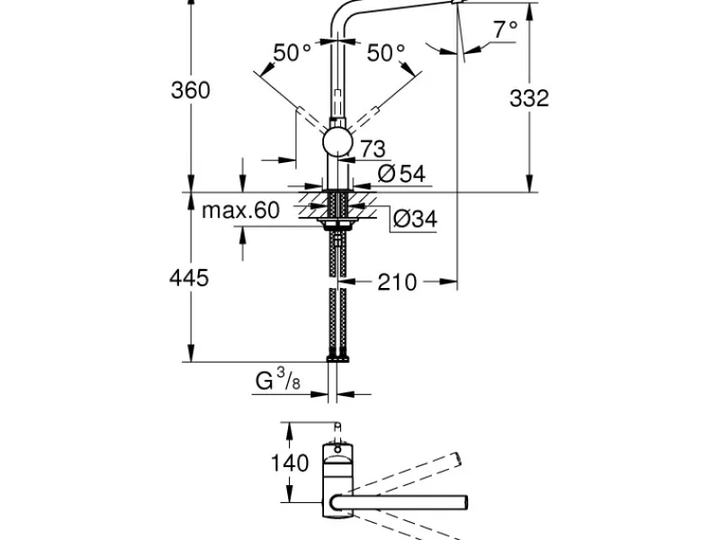 Sale Einhand-Spültischbatterie Minta Chrom 12,5mm (1/2") L-Auslauf Einhebelmischer