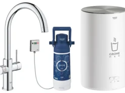 Discount Einhand-Spültischbatterie und Boiler Red Duo Size-M Chrom Einhebelmischer