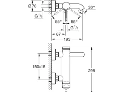 Grohe Einhebelmischer<Einhand-Wannenbatterie Essence Warm Sunset gebürstet