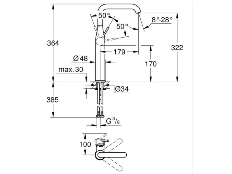 Grohe Einhebelmischer<Einhand-Waschtischbatterie Essence XL-Size Cool Sunrise gebürstet
