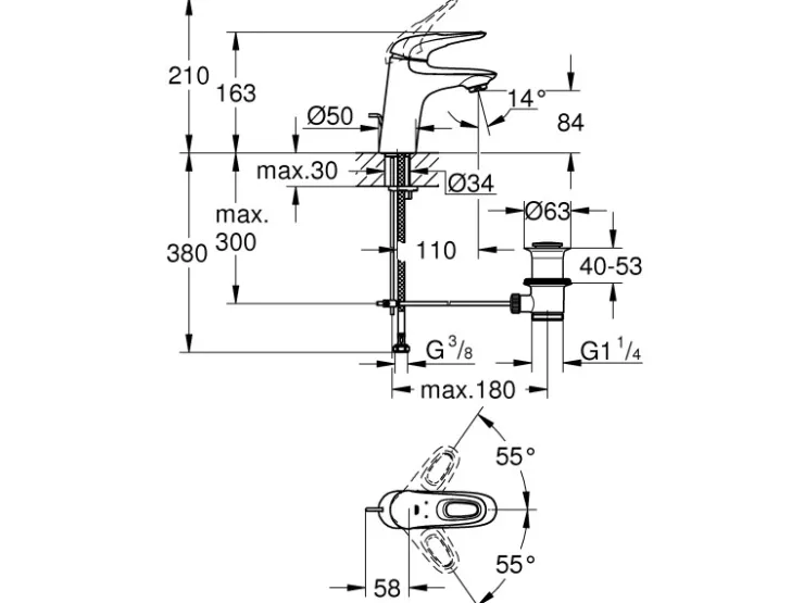 Online Grohe Einhand-Waschtischbatterie Eurostyle S-Size offener Hebelgriff Chrom