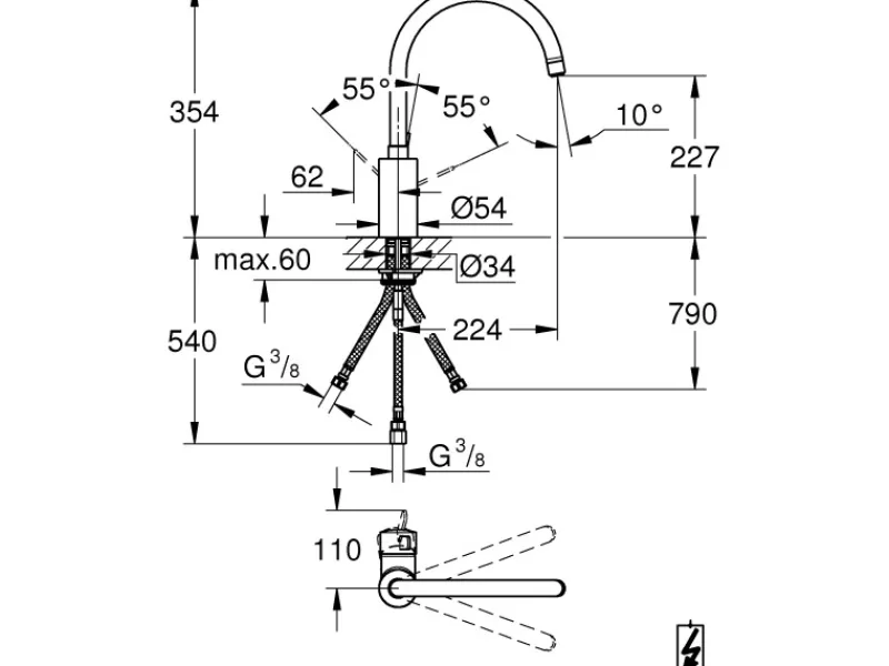 Discount Eurosmart C Küchenarmatur DN 15 hoch Niederdruck Pfannen