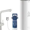 Online L-Auslauf Armatur und Boiler Red Duo L-Size Supersteel Einhebelmischer