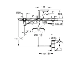 Outlet 3-Loch-Waschtischbatterie Lineare Chrom Zweigriffarmatur