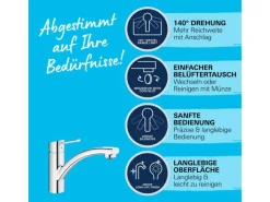 QuickFix  Einhand-Küchenarmatur Swift DN 15 Niedrig Schwenkbereich Chrom Einhebelmischer