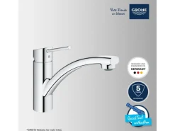 QuickFix  Einhand-Küchenarmatur Swift DN 15 Niedrig Schwenkbereich Chrom Einhebelmischer