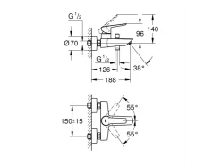 Outlet Grohe QuickFix Einhand-Wannenbatterie Start Schwarz