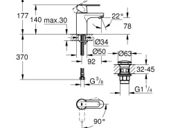 Outlet Grohe QuickFix Einhand-Waschbeckenarmatur Get S-Size